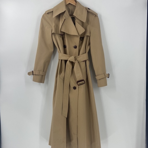 Etienne Aigner beige trench coat double breasted with belt size 8 - Picture 5 of 16
